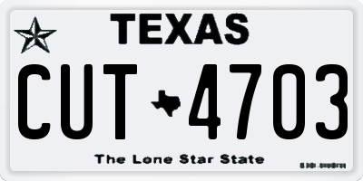 TX license plate CUT4703