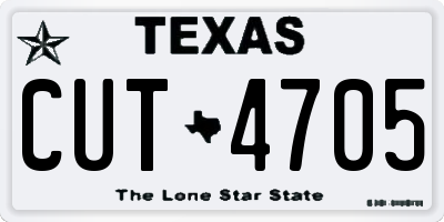 TX license plate CUT4705