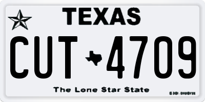 TX license plate CUT4709