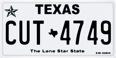TX license plate CUT4749