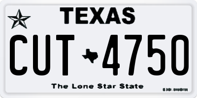 TX license plate CUT4750
