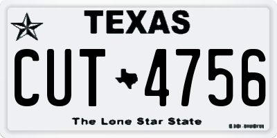 TX license plate CUT4756