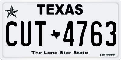 TX license plate CUT4763