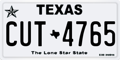 TX license plate CUT4765