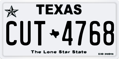 TX license plate CUT4768