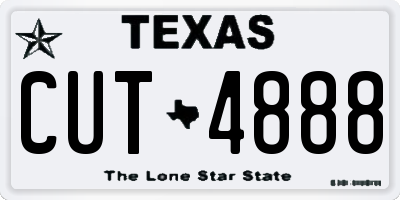 TX license plate CUT4888