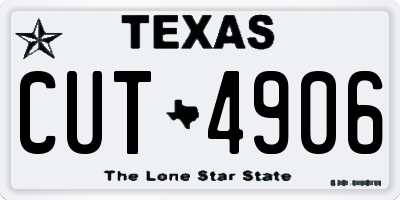TX license plate CUT4906
