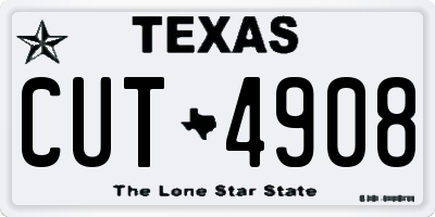 TX license plate CUT4908