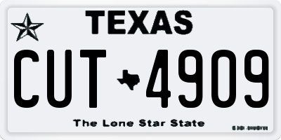 TX license plate CUT4909