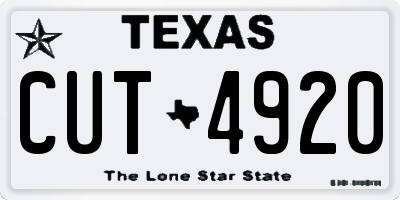 TX license plate CUT4920
