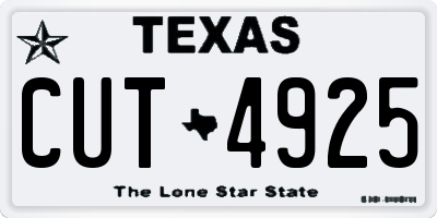 TX license plate CUT4925
