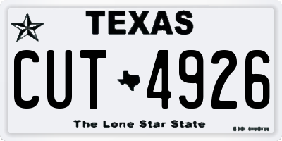 TX license plate CUT4926