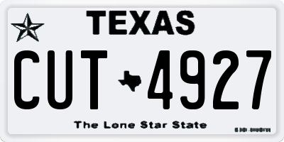 TX license plate CUT4927