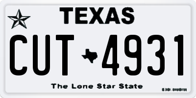 TX license plate CUT4931