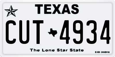 TX license plate CUT4934