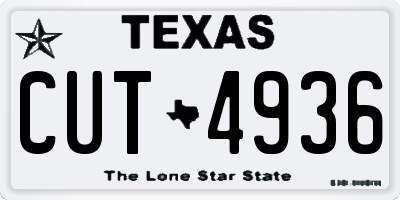 TX license plate CUT4936