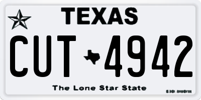 TX license plate CUT4942