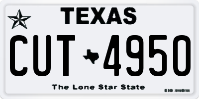 TX license plate CUT4950