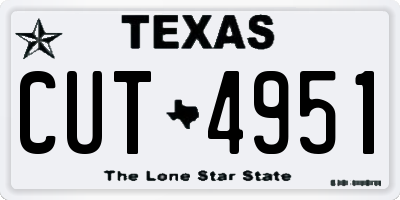 TX license plate CUT4951