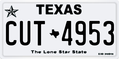 TX license plate CUT4953