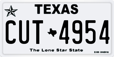 TX license plate CUT4954