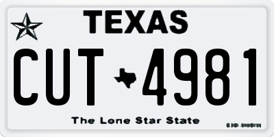TX license plate CUT4981