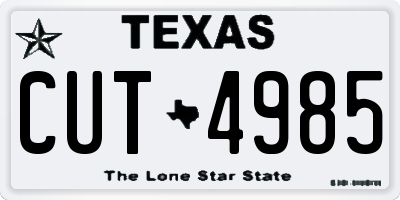 TX license plate CUT4985