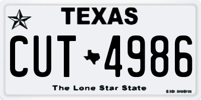 TX license plate CUT4986