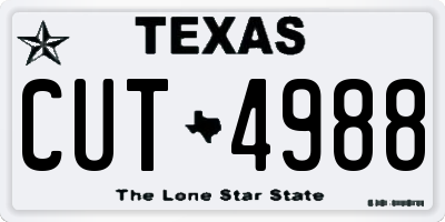 TX license plate CUT4988