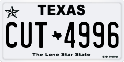 TX license plate CUT4996