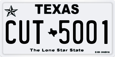 TX license plate CUT5001