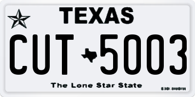 TX license plate CUT5003