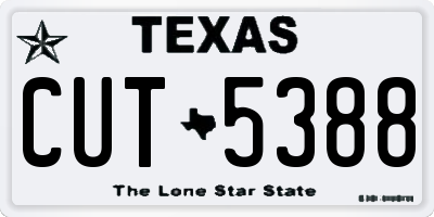 TX license plate CUT5388