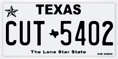 TX license plate CUT5402
