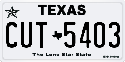 TX license plate CUT5403