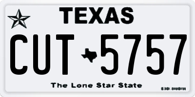 TX license plate CUT5757