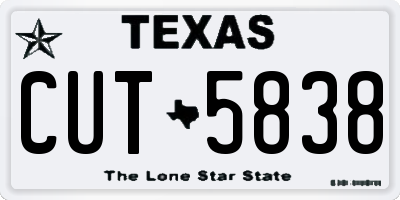 TX license plate CUT5838