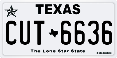 TX license plate CUT6636
