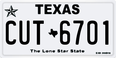 TX license plate CUT6701