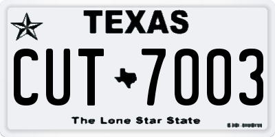 TX license plate CUT7003