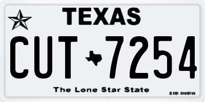 TX license plate CUT7254