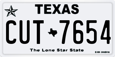 TX license plate CUT7654