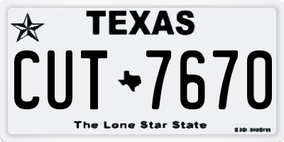TX license plate CUT7670