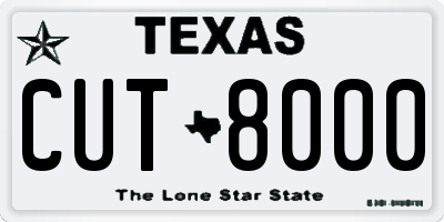 TX license plate CUT8000