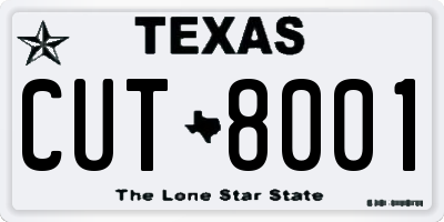 TX license plate CUT8001