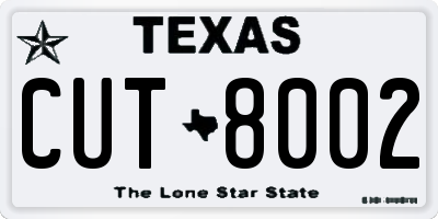 TX license plate CUT8002