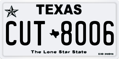 TX license plate CUT8006