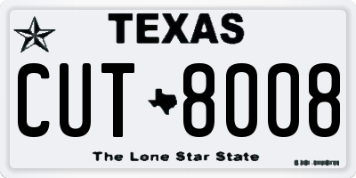 TX license plate CUT8008