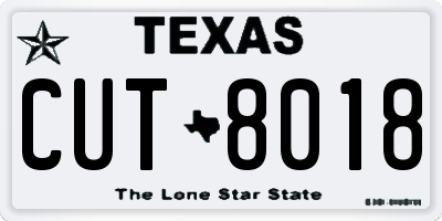 TX license plate CUT8018