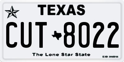 TX license plate CUT8022